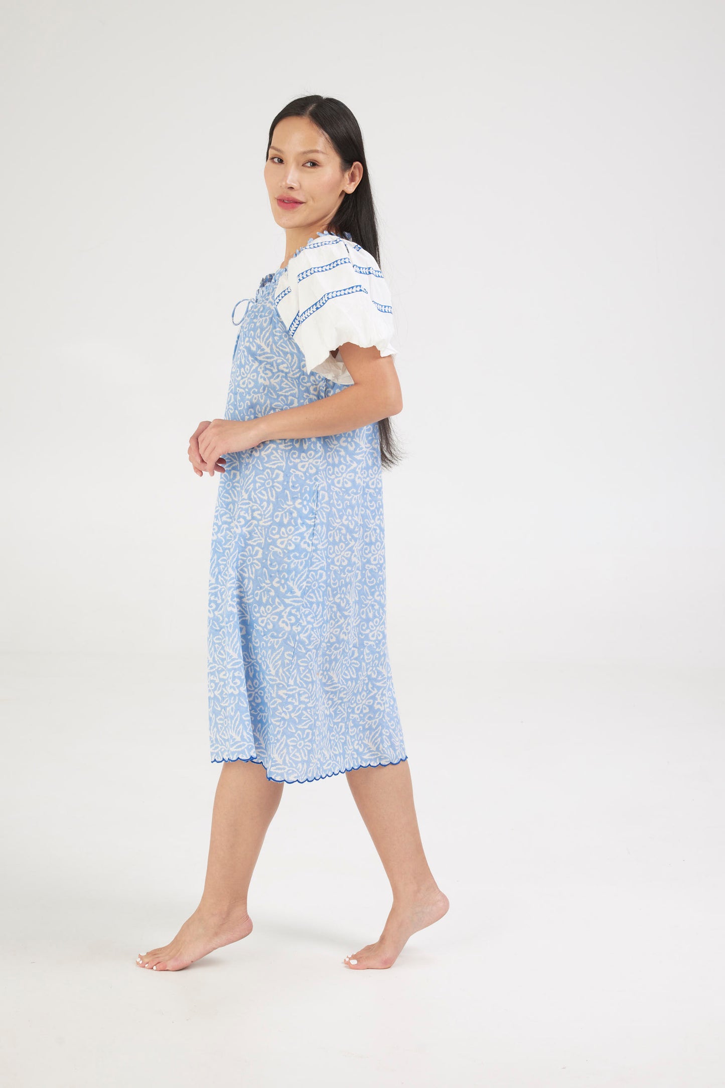 Blue nightie detailing blue bands on sleeve - coming soon. - Retreat Myself