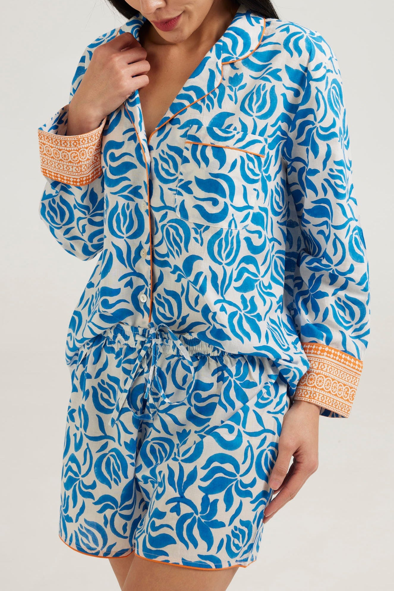Cobalt blue patterned shortie pjs - coming soon - Retreat Myself