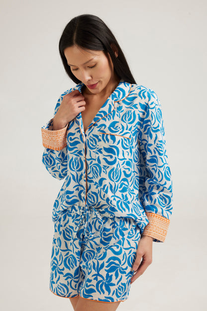 Cobalt blue patterned shortie pjs - coming soon - Retreat Myself