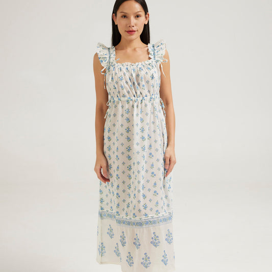 Arbour Nightie Ruffle Strap in Blue