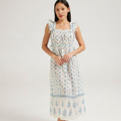 Arbour Nightie Ruffle Strap in Blue - Retreat Myself