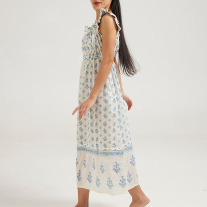 Arbour Nightie Ruffle Strap in Blue - Retreat Myself