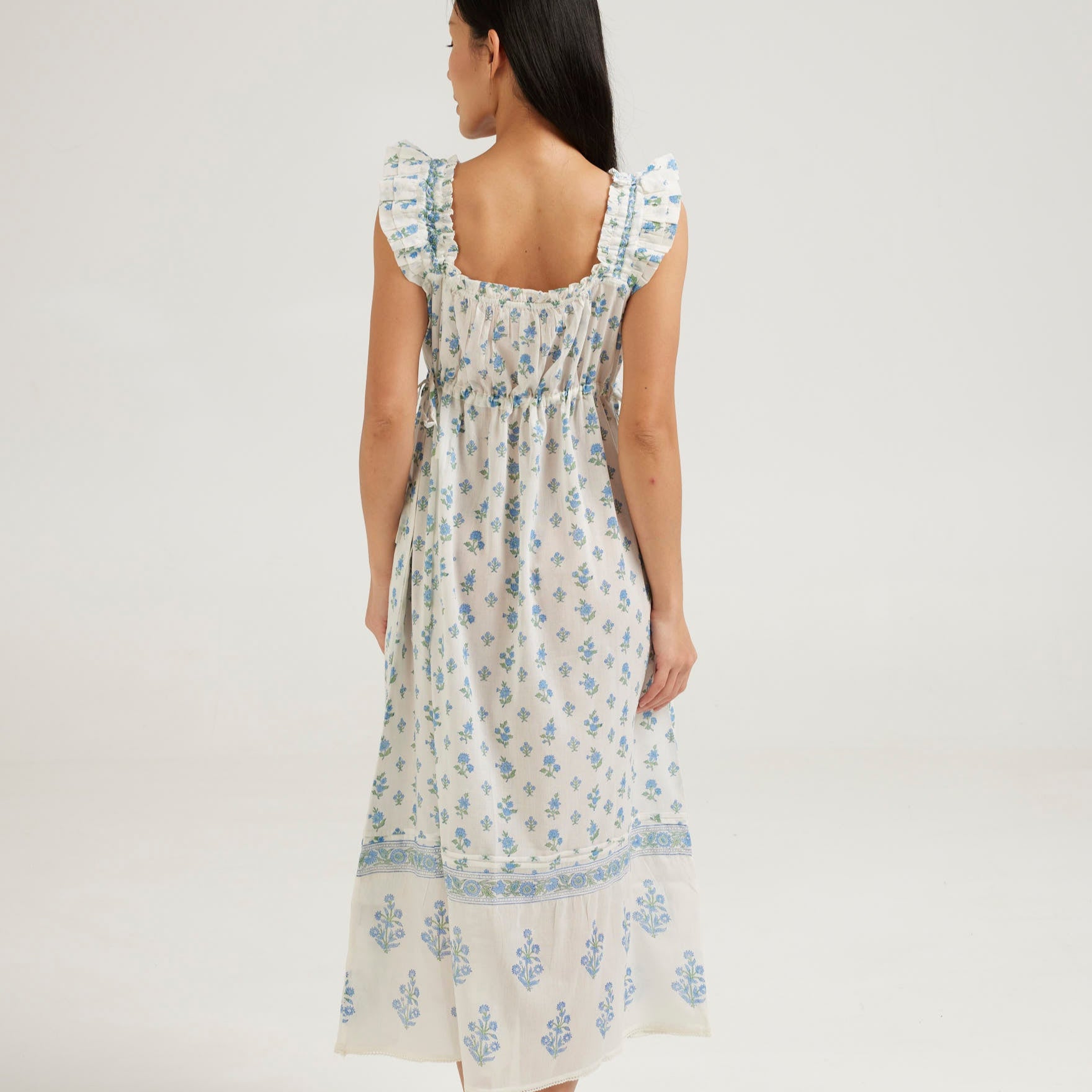 Arbour Nightie Ruffle Strap in Blue - Retreat Myself