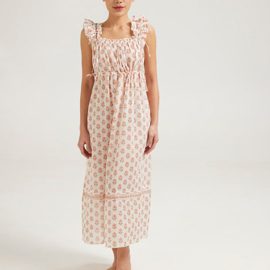 Arbour Nightie Ruffle Strap in Pink