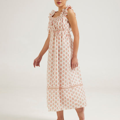 Arbour Nightie Ruffle Strap in Pink - Retreat Myself