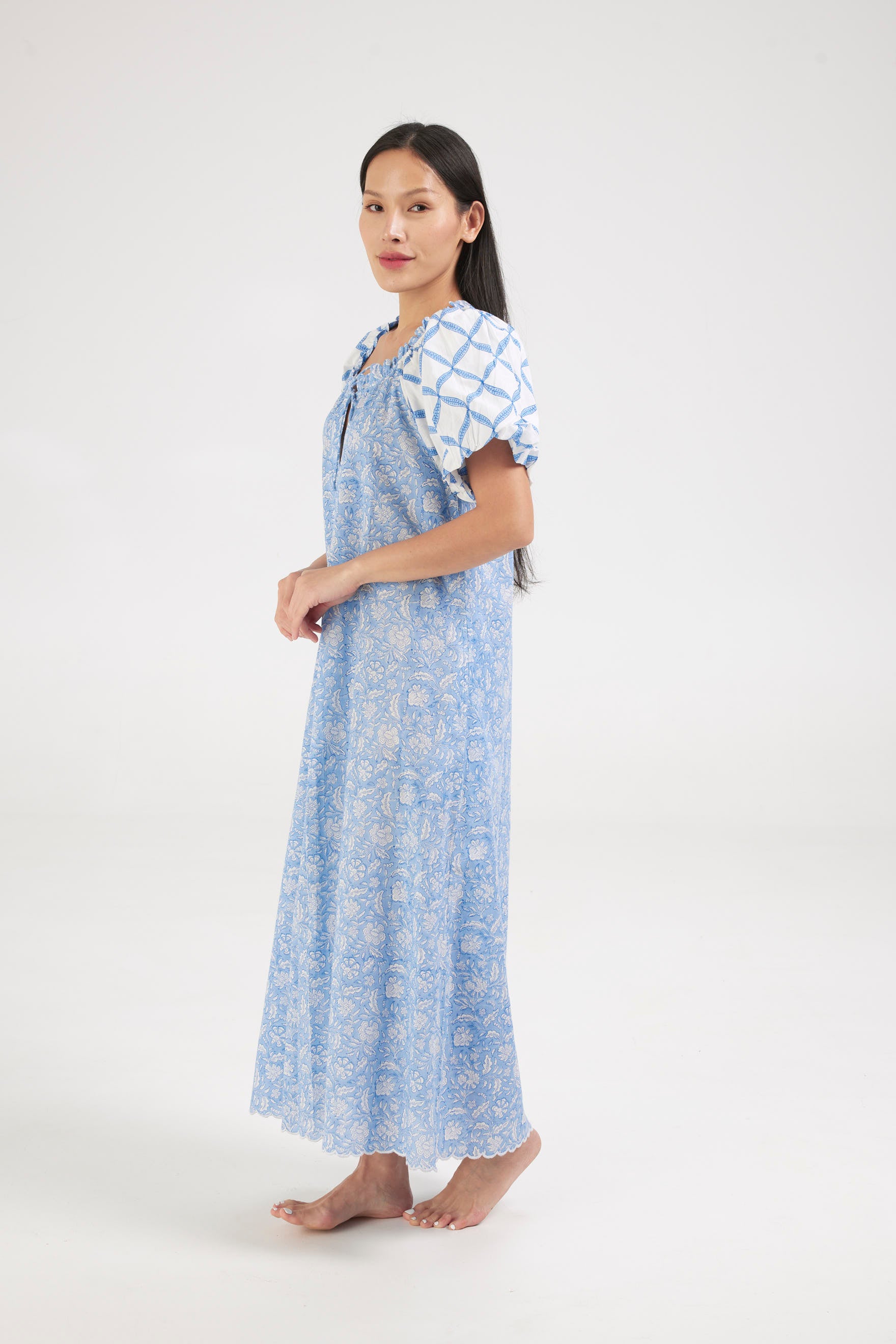 New blue nightie with trellis sleeve - coming soon - Retreat Myself