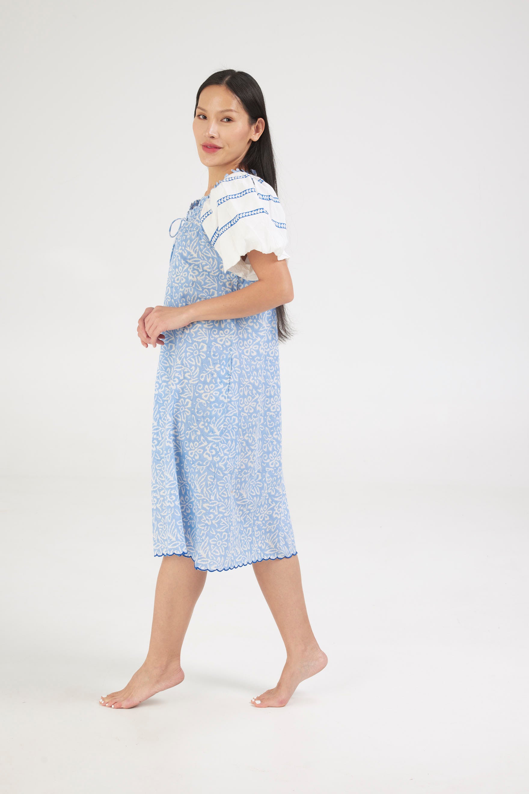 Blue nightie detailing blue bands on sleeve - coming soon. - Retreat Myself
