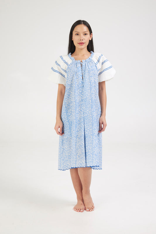 Blue nightie detailing blue bands on sleeve - coming soon. - Retreat Myself