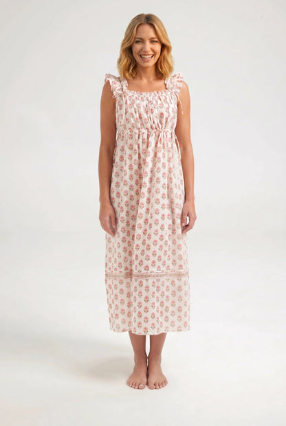 Arbour Nightie Ruffle Strap in Pink