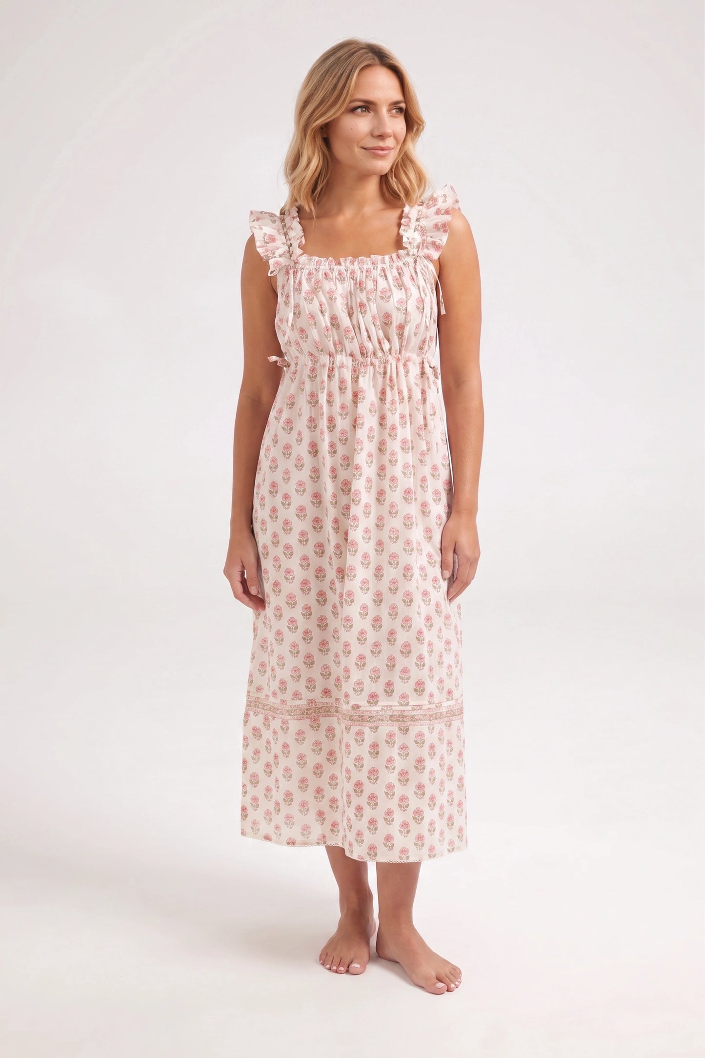 Arbour Nightie Ruffle Strap in Pink